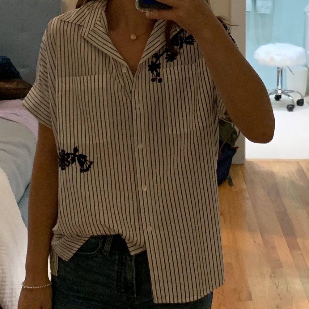Made well embroidered button down